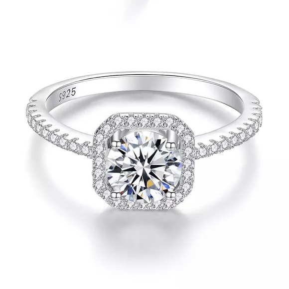 1Ct GRA Halo Moissanite Engagement Ring 18KGP S925 NEW - Picture 5 of 11